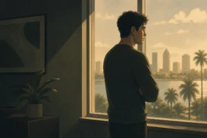 Person looking out window representing emotionally unavailable partner in Tampa