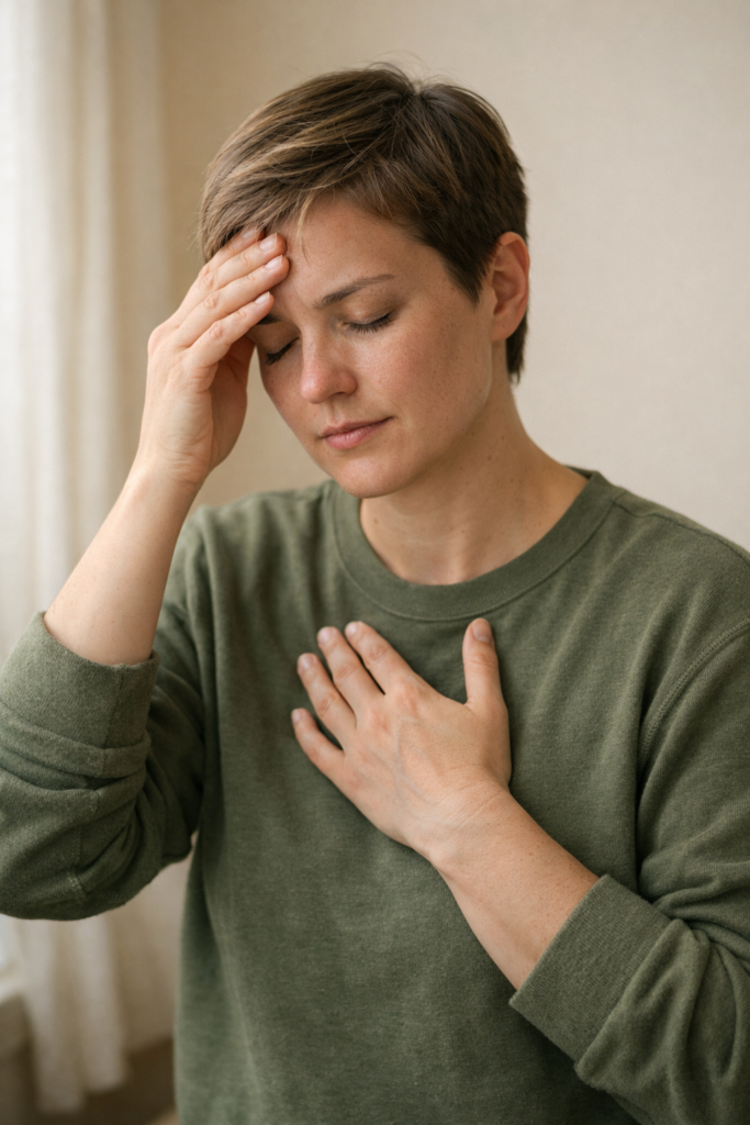 anxiety physical symptoms chest tightness racing thoughts grounding attempt