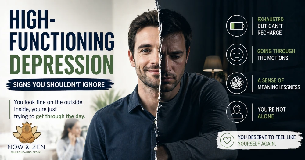 High-functioning depression in men showing emotional exhaustion behind a composed appearance