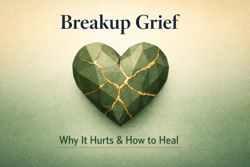 Breakup grief illustration representing emotional healing after a relationship ends